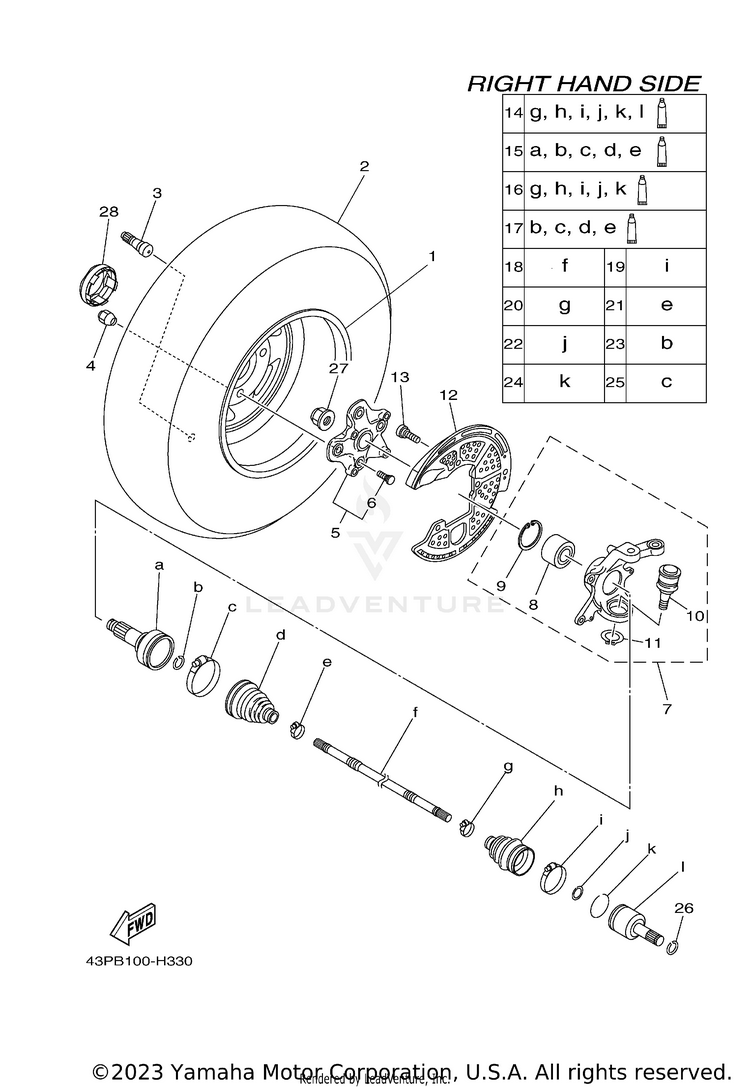 Front Wheel 2 GRIZZLY 700 FI EPS SPECIAL EDITION - YFM7FGPSEY - 2009 Schematic