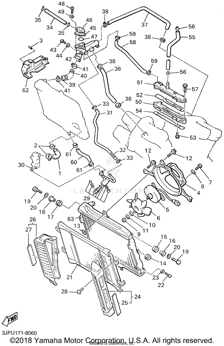 Radiator Hose V-MAX - VMX1200PC - 2002 Schematic