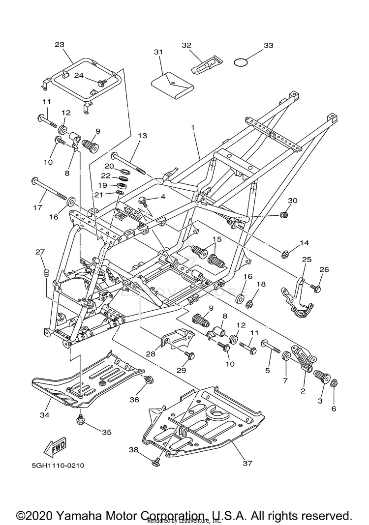 Frame KODIAK 4WD HUNTER - YFM400FAHN - 2001 Schematic