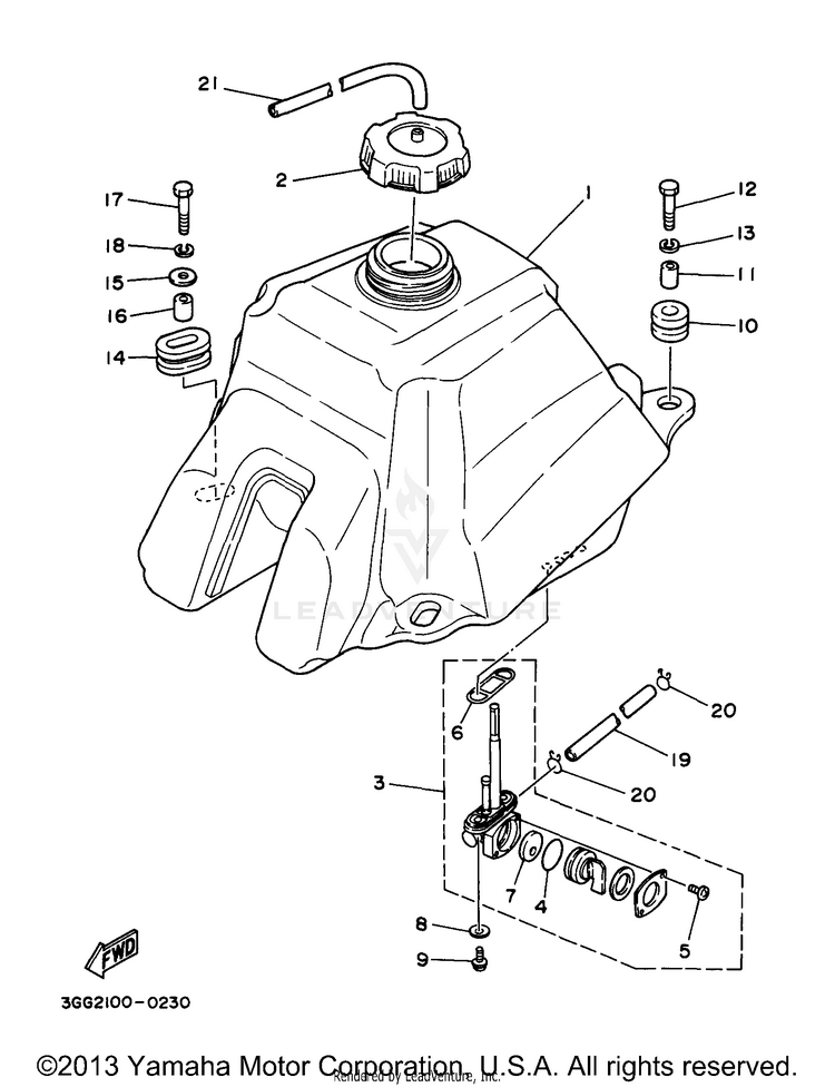 Fuel Tank BANSHEE - YFZ350J - 1997 Schematic