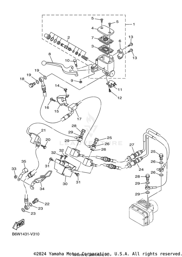 Front Master Cylinder MT-03 - MT03MB - 2021 Schematic