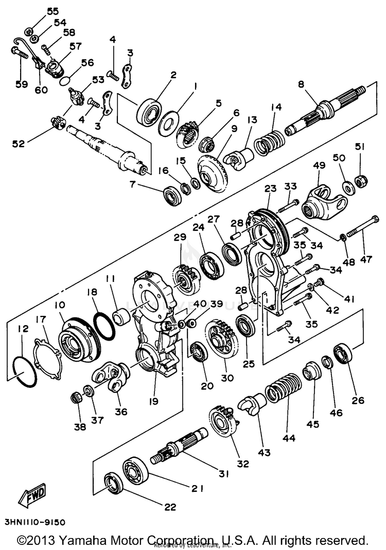 Middle Drive Gear KODIAK 4WD - YFM400FWH - 1996 Schematic
