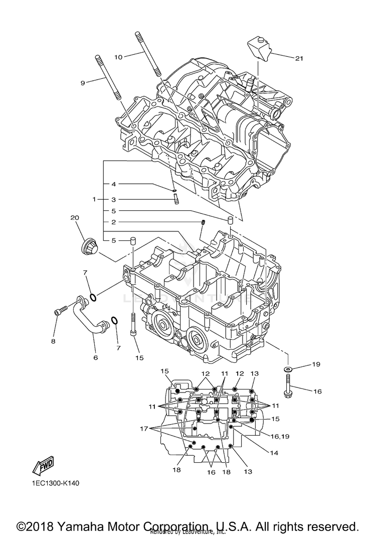 Crankcase FZ1 - FZS10EC - 2014 Schematic