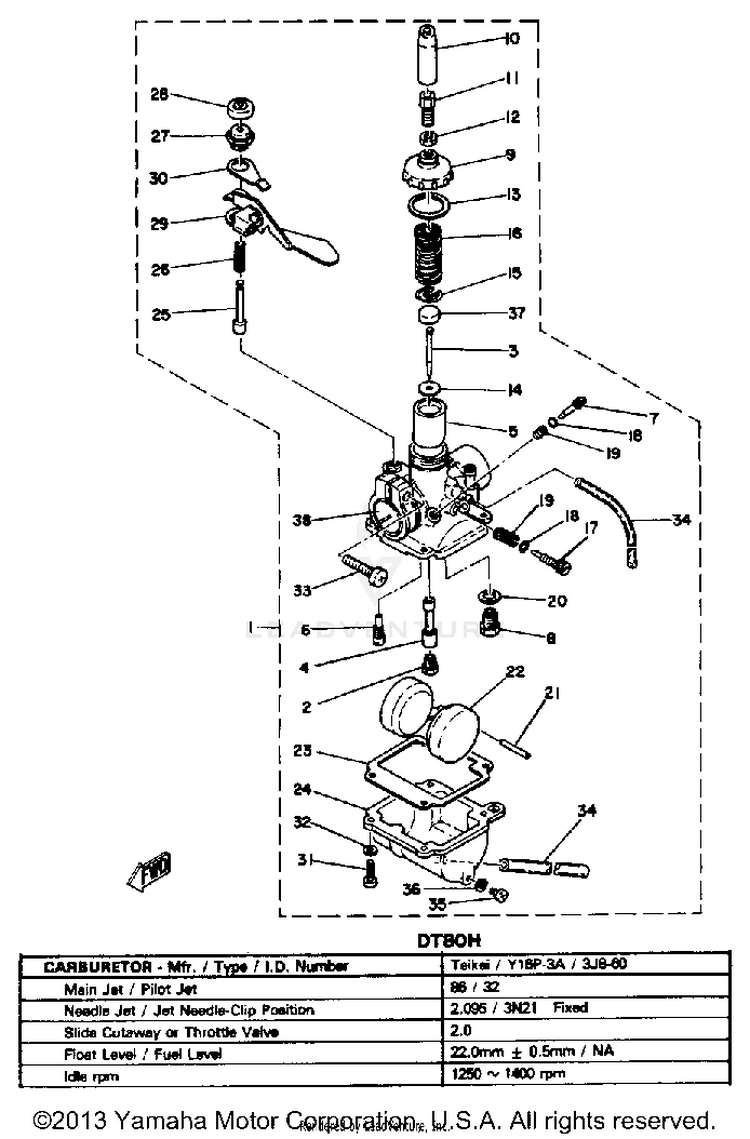 Carburetor  Dt80h - J Schematic