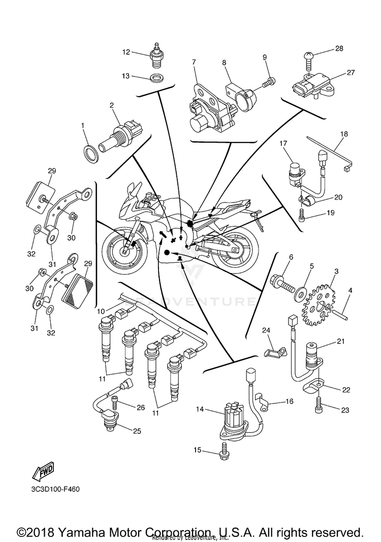 Electrical 1 FZ1 - FZS10XCGY - 2008 Schematic