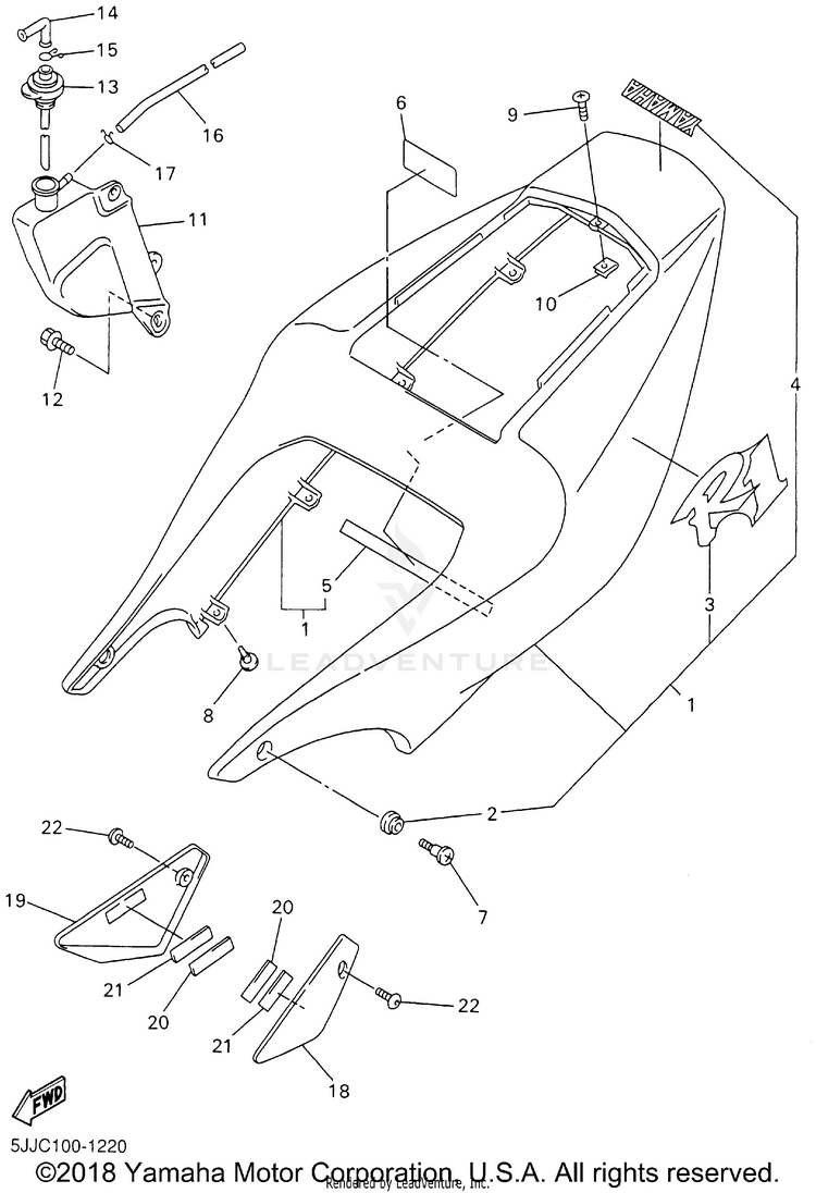 Side Cover YZFR1 - YZFR1NC - 2001 Schematic