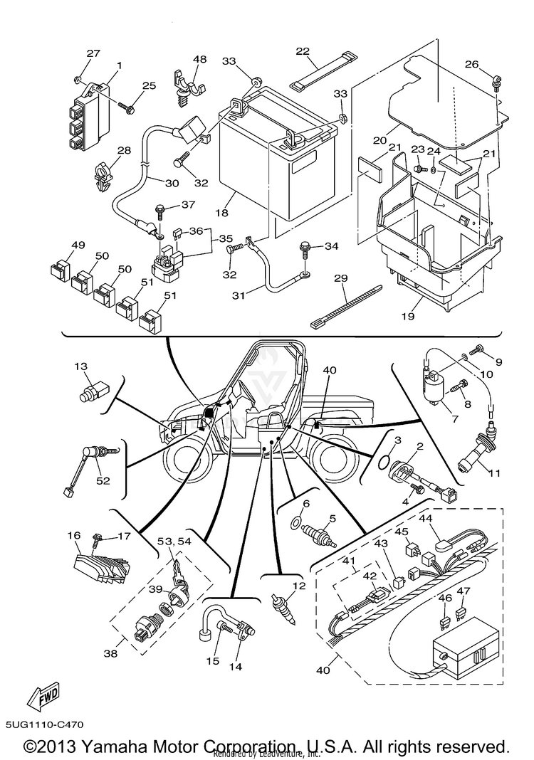 Electrical 1 RHINO 660 (Pastel Deep Green) - YXR66FAS - 2004 Schematic
