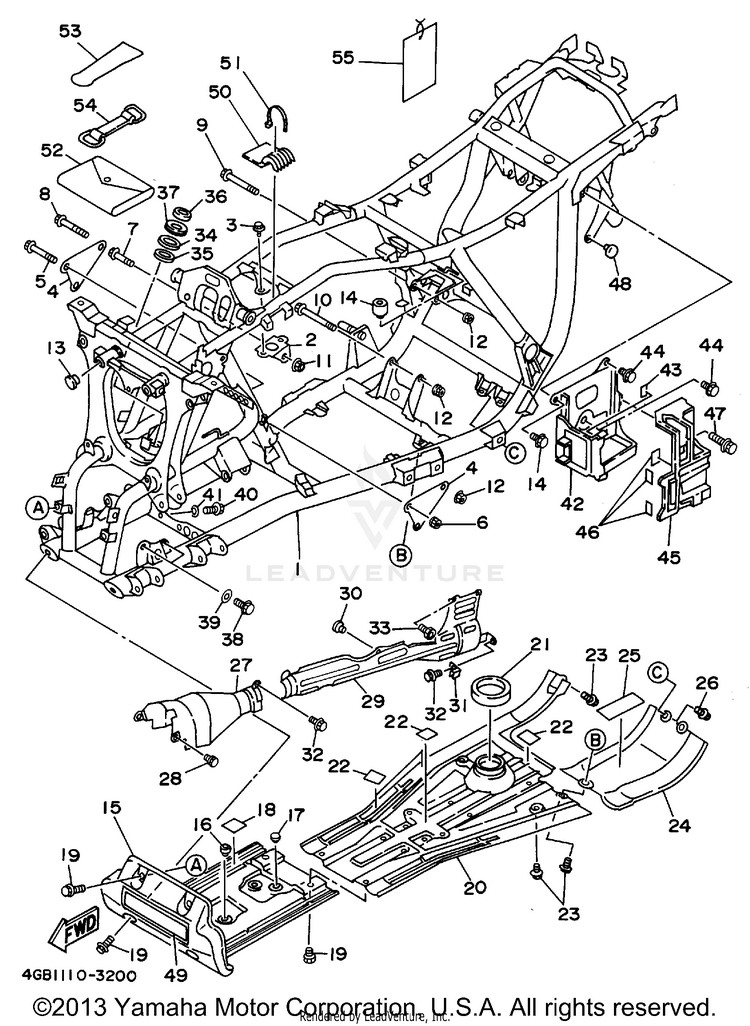 Frame KODIAK 4WD - YFM400FWF - 1994 Schematic