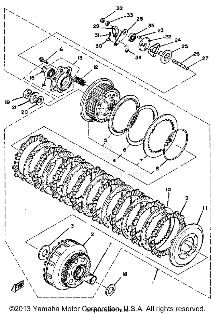 Clutch XS1100H - 1981 Schematic