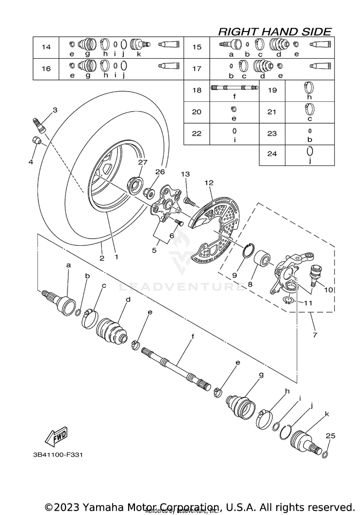Front Wheel 2 GRIZZLY 700 DUCKS UNLIMTED EDITION - YFM7FGPDUX - 2008 Schematic