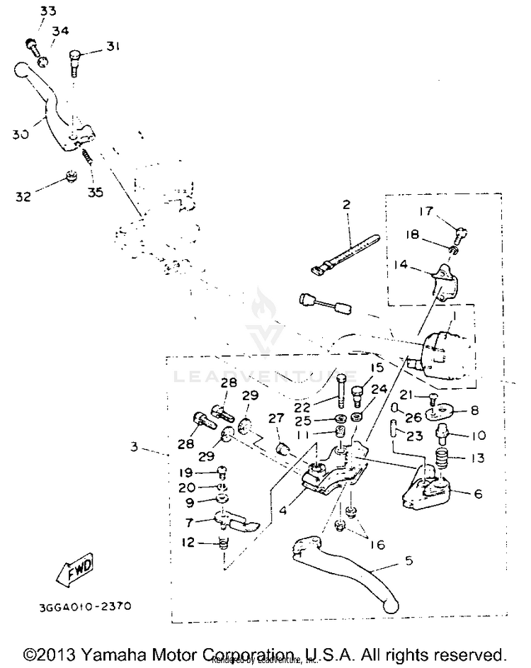 Handle Switch - Lever BANSHEE - YFZ350E - 1993 Schematic