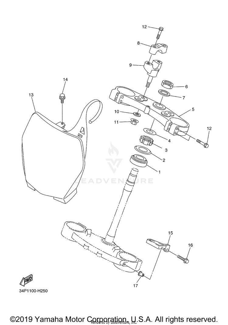 Steering YZ450F - YZ450FYL - 2009 Schematic