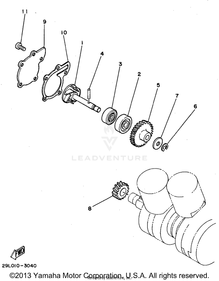 Water Pump BANSHEE - YFZ350G - 1995 Schematic
