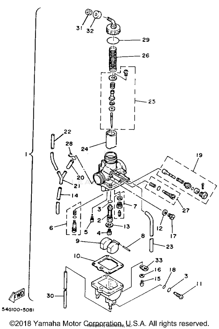 Carburetor BIG WHEEL - BW200S - 1986 Schematic