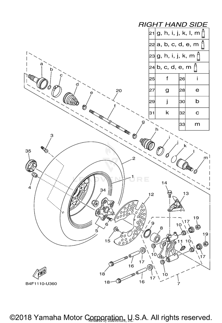 Rear Wheel 2 GRIZZLY EPS 4WD SPEC - YFM70GPLKL - 2019 Schematic