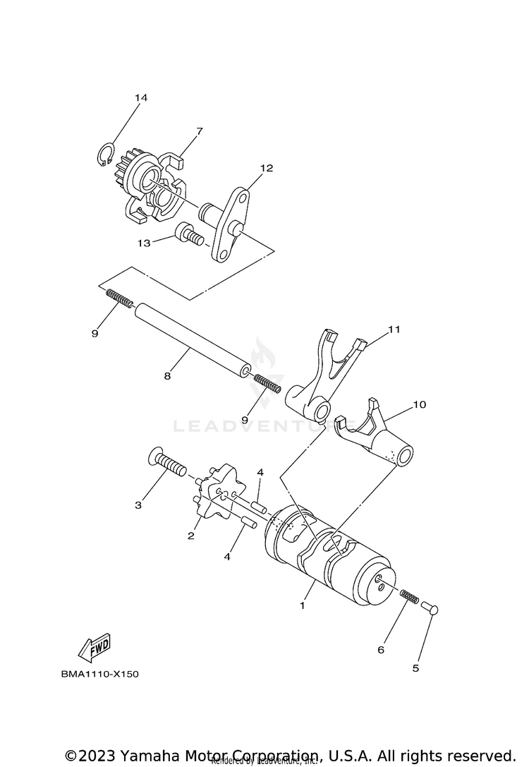 Shift Cam & Fork Schematic