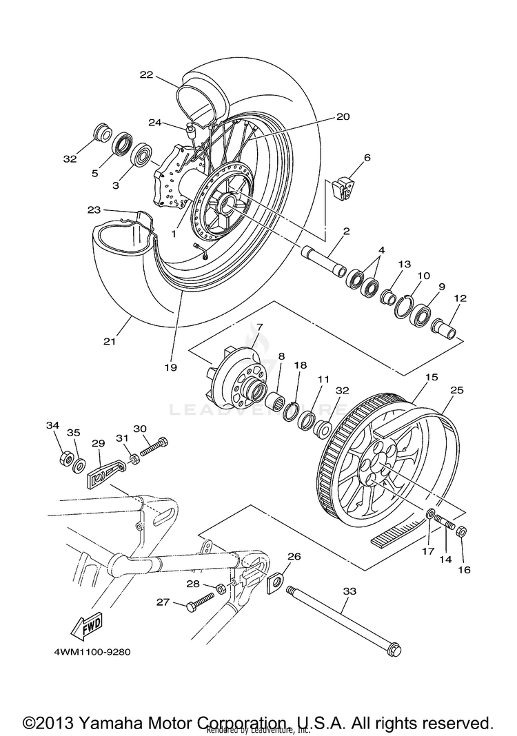 Rear Wheel ROAD STAR - XV1600ALMC - 2000 Schematic