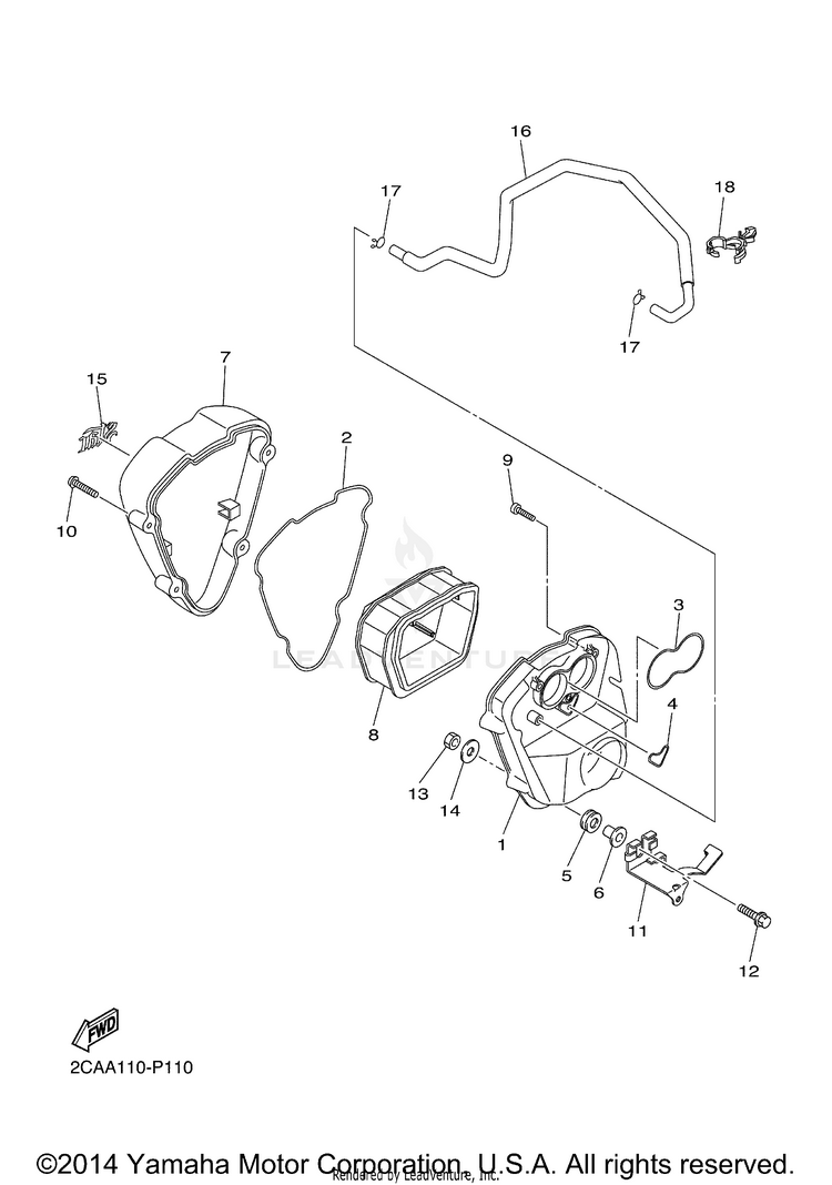 Intake 2 V STAR 1300 DELUXE - XVS13BGFC - 2015 Schematic