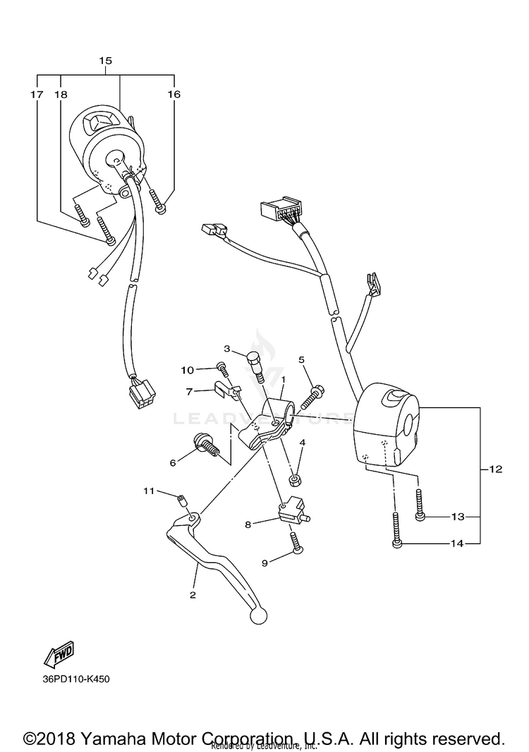 Handle Switch Lever FZ6R - FZ6RACB - 2011 Schematic