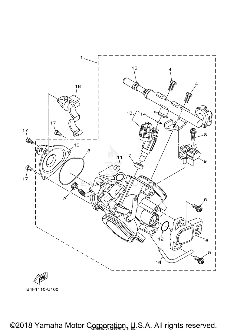 Throttle Body Assy 1 KODIAK 700 EPS 4WD S - YFM70KPLKL - 2019 Schematic