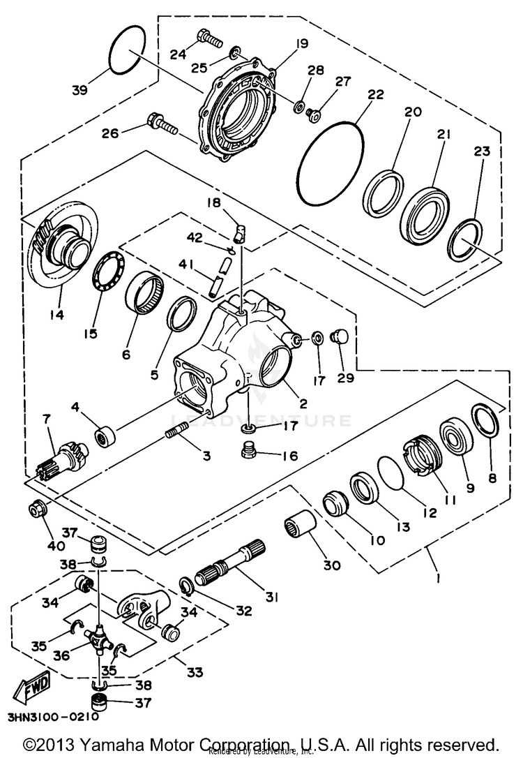 Drive Shaft KODIAK 4WD - YFM400FWH - 1996 Schematic
