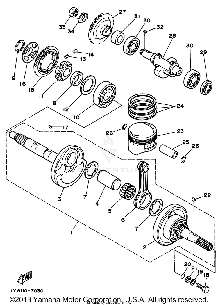 Crankshaft Piston BIG BEAR 4WD - YFM350FWG - 1995 Schematic