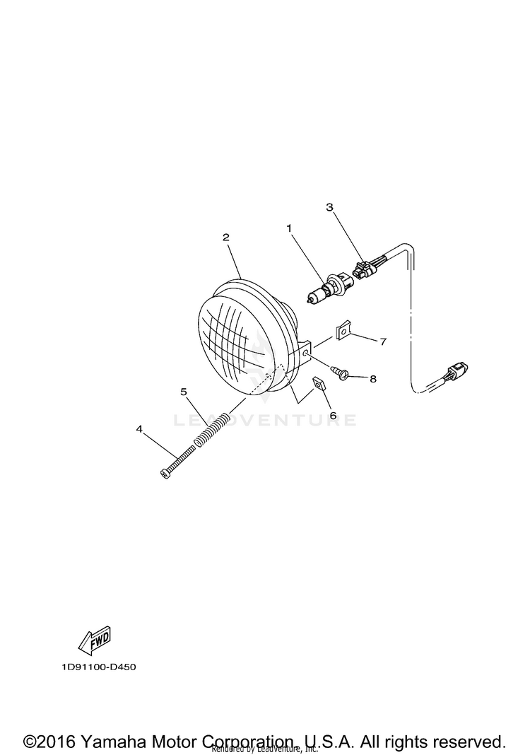 Headlight KODIAK 400 4WD - YFM4FAT - 2005 Schematic