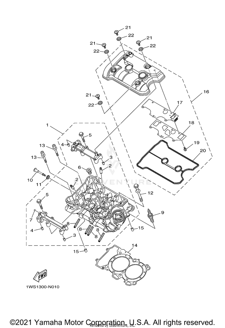 Cylinder Head FZ07 - FZ07FCGY - 2015 Schematic
