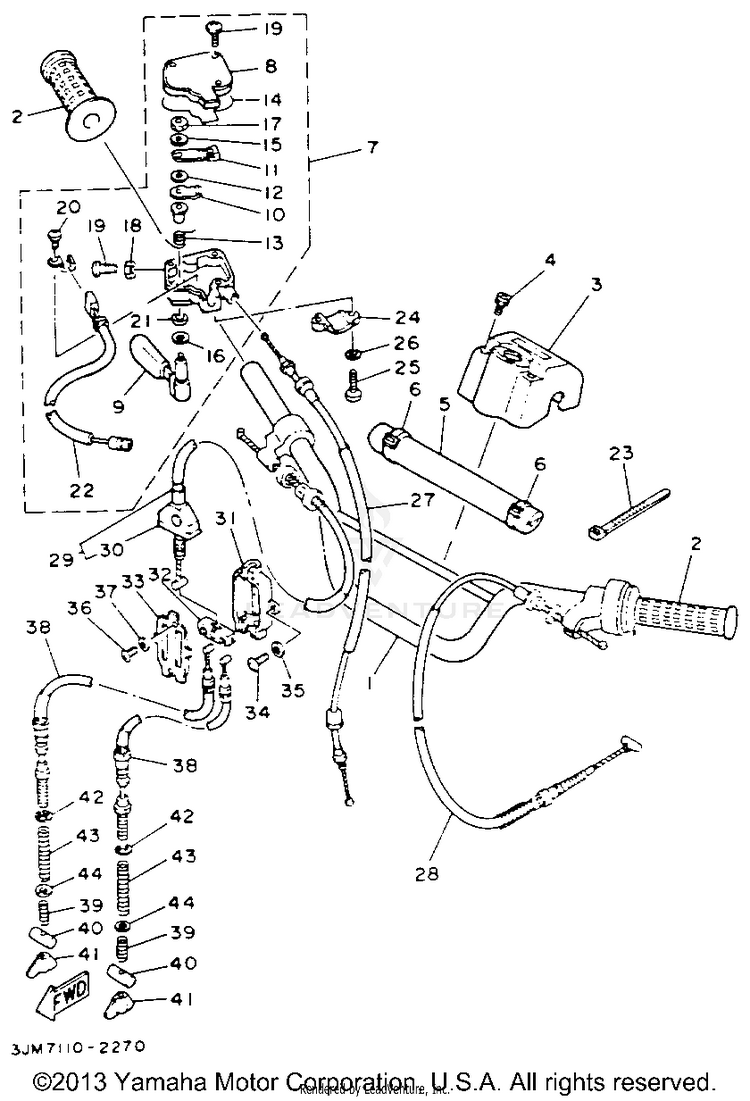 Handlebar Cable BLASTER - YFS200E - 1993 Schematic