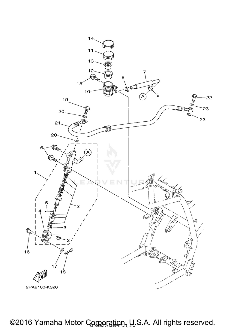 Rear Master Cylinder RAPTOR 125 - YFM125RBL - 2012 Schematic
