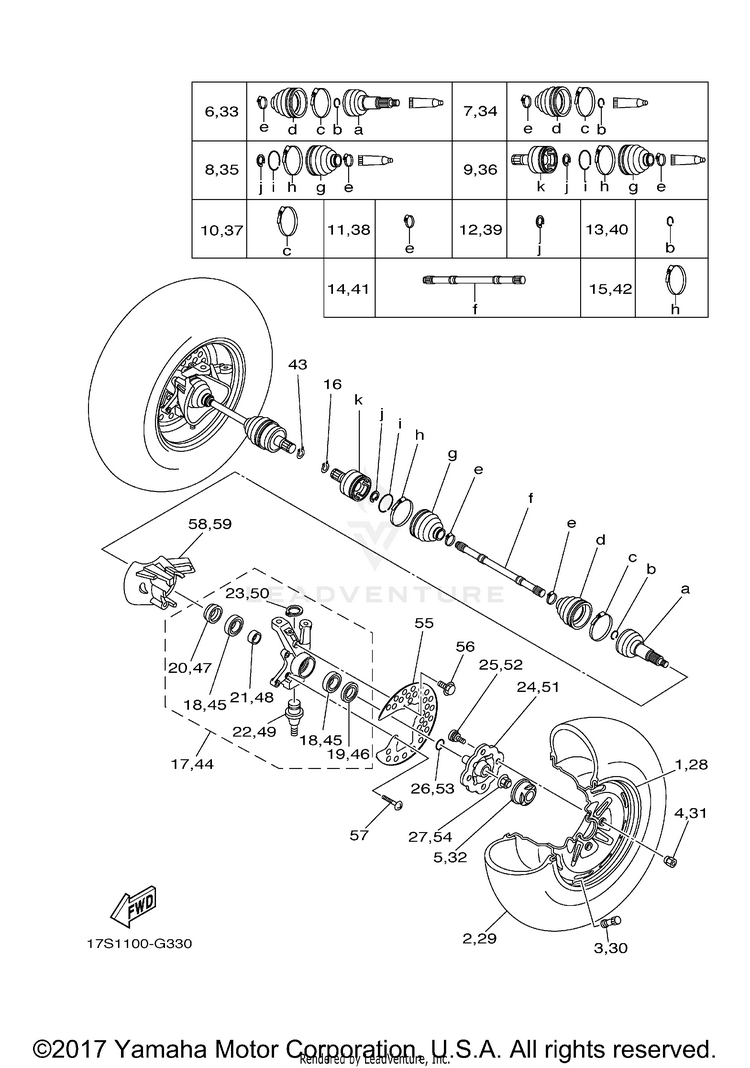 Front Wheel GRIZZLY 450 4WD - YFM45FGYB - 2009 Schematic