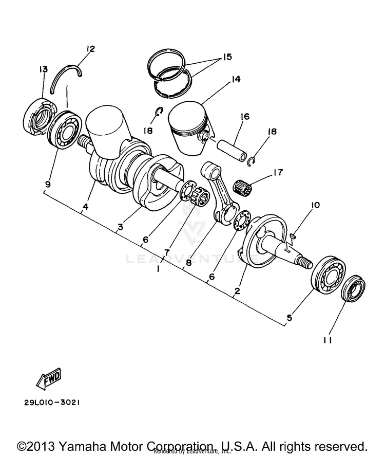 Crankshaft Piston BANSHEE - YFZ350J - 1997 Schematic
