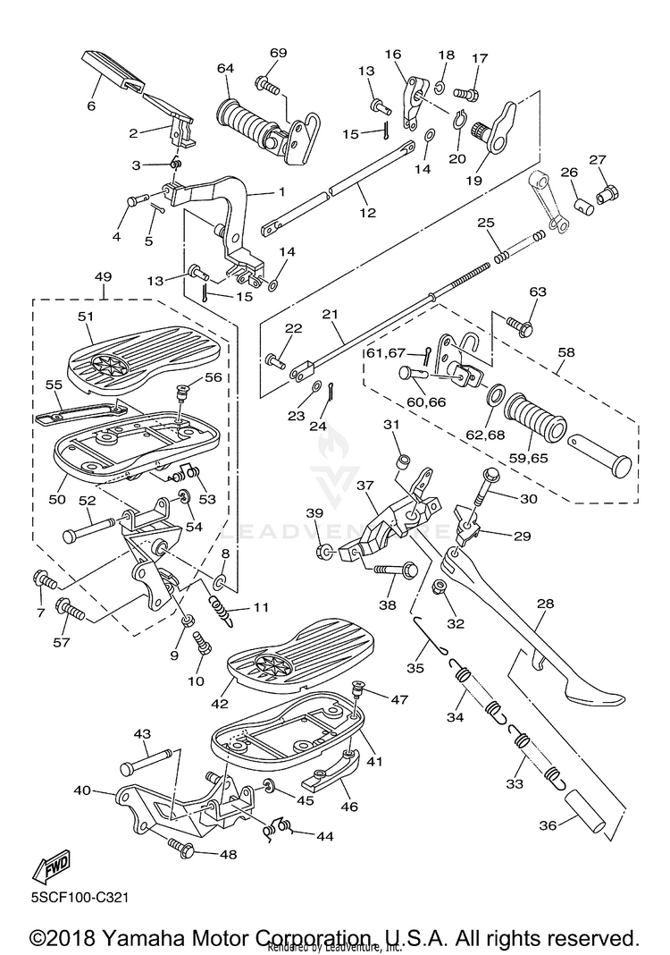 Stand Footrest V STAR 650 CLASSIC - XVS65AYCS - 2009 Schematic