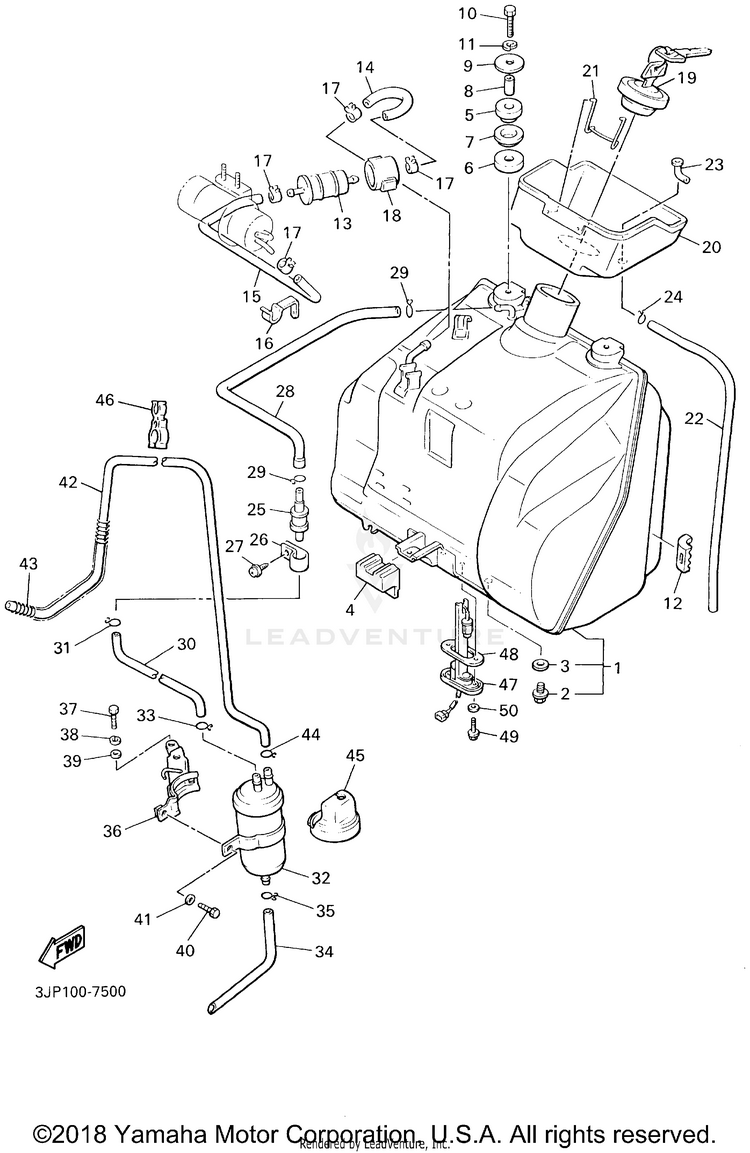 Fuel Tank V-MAX - VMX1200PC - 2002 Schematic