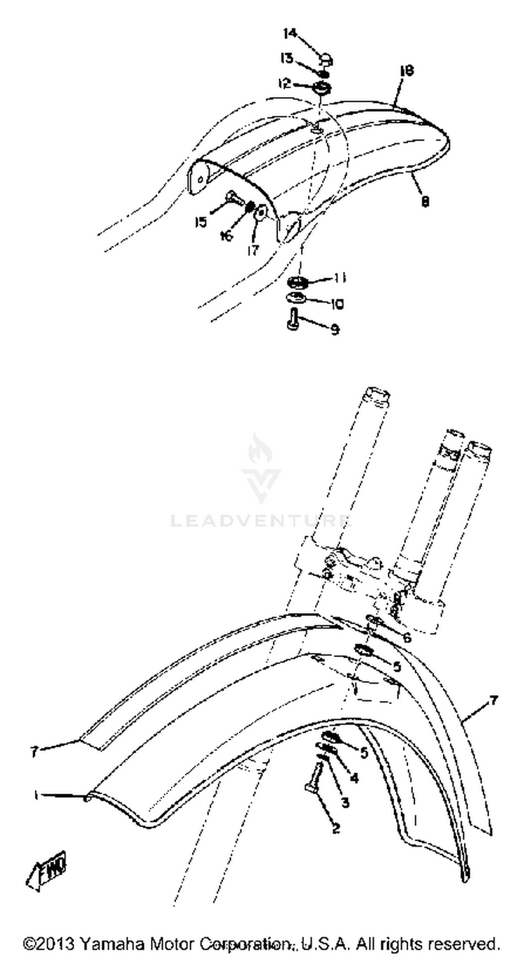 Front Fender - Rear Fender Yz125a - B Schematic