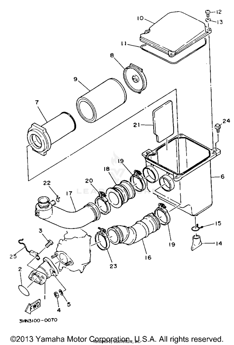 Air Filter BIG BEAR 4WD - YFM350FWD - 1992 Schematic