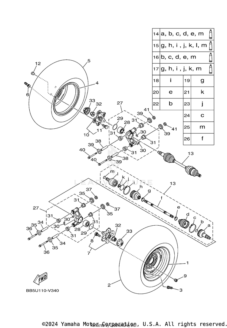 Rear Wheel KODIAK 450 - YFM45KDXRG - 2024 Schematic