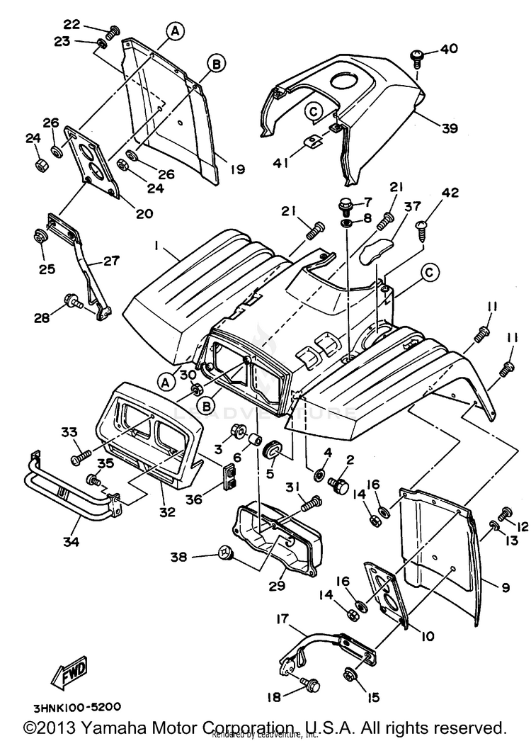 Front Fender BIG BEAR 4WD - YFM350FWG_ - 1995 Schematic