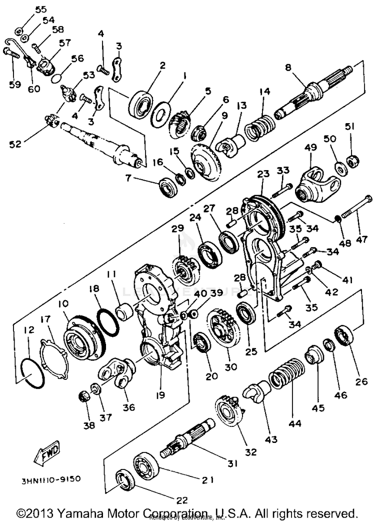 Middle Drive Gear BIG BEAR 4WD - YFM350FWD - 1992 Schematic