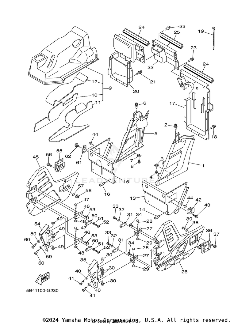 Side Cover RHINO 700 FI SPORT E - YXR7FSP2Y - 2009 Schematic