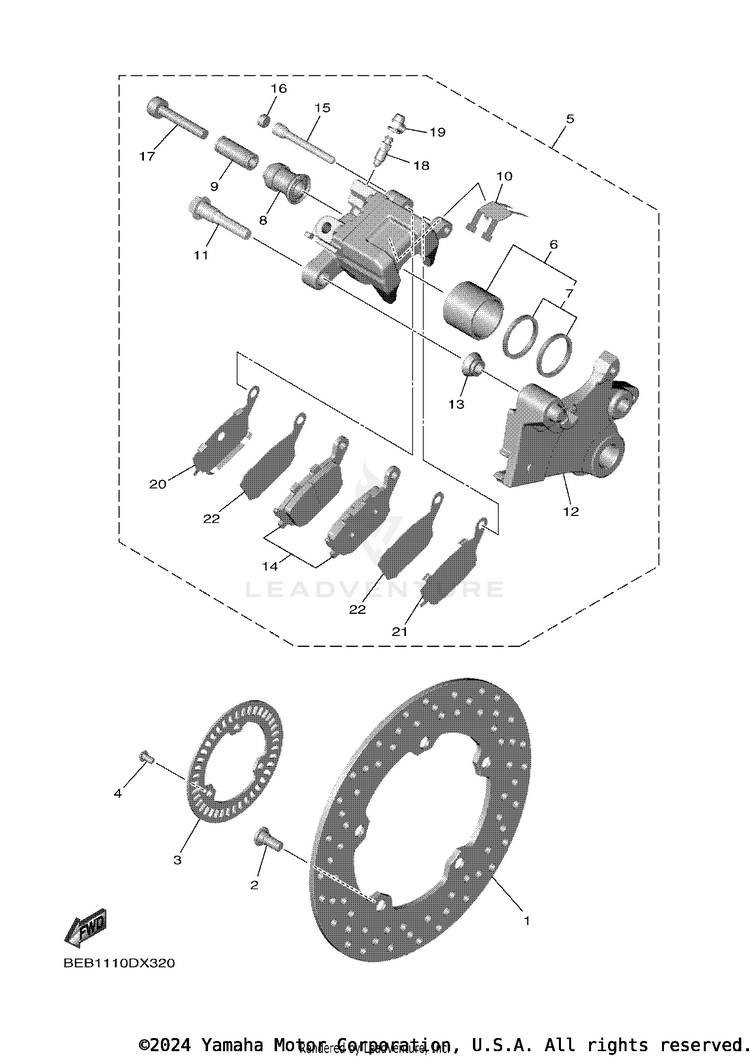 Rear Brake Caliper YZFR7 - YZFR7SCB - 2025 Schematic
