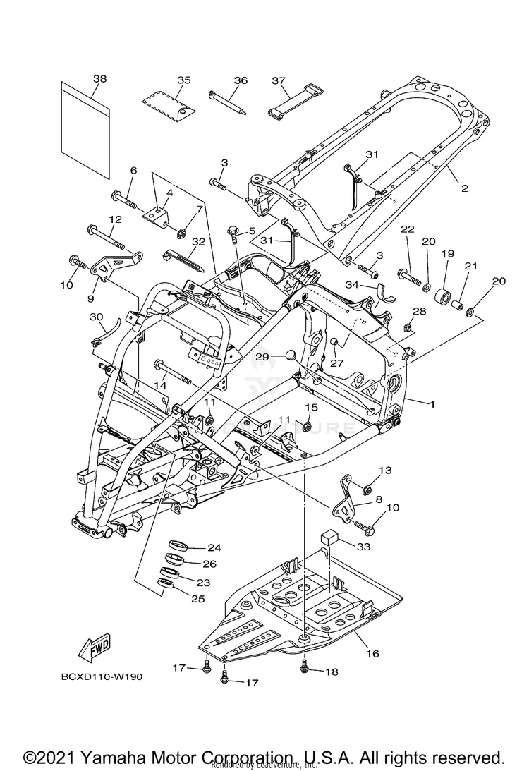Frame RAPTOR 700R - YFM70RSCML - 2021 Schematic