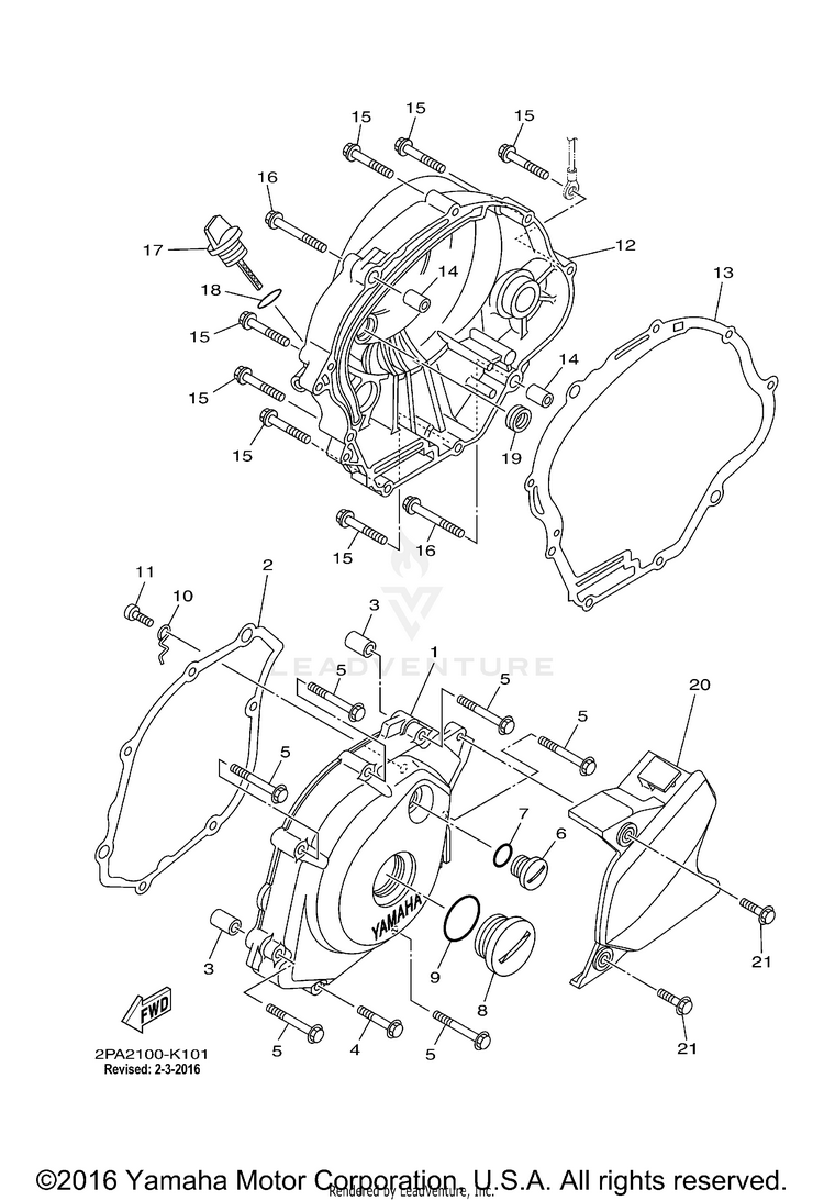 Crankcase Cover 1 RAPTOR 125 - YFM125RBL - 2012 Schematic