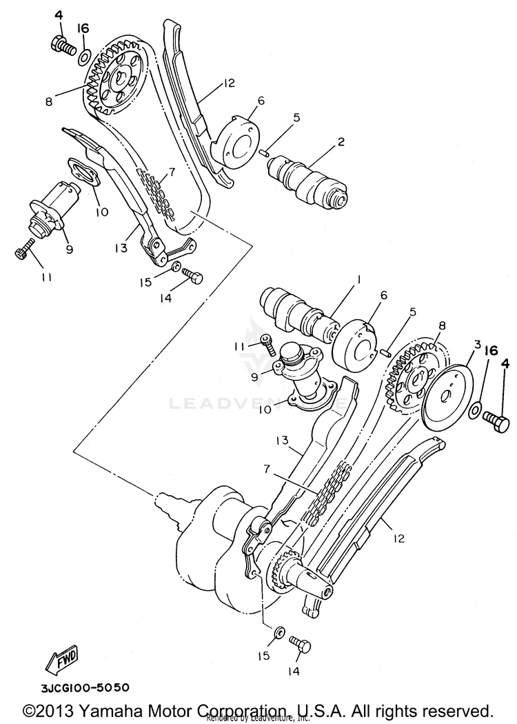 Camshaft Chain VIRAGO 535 - XV535HC - 1996 Schematic