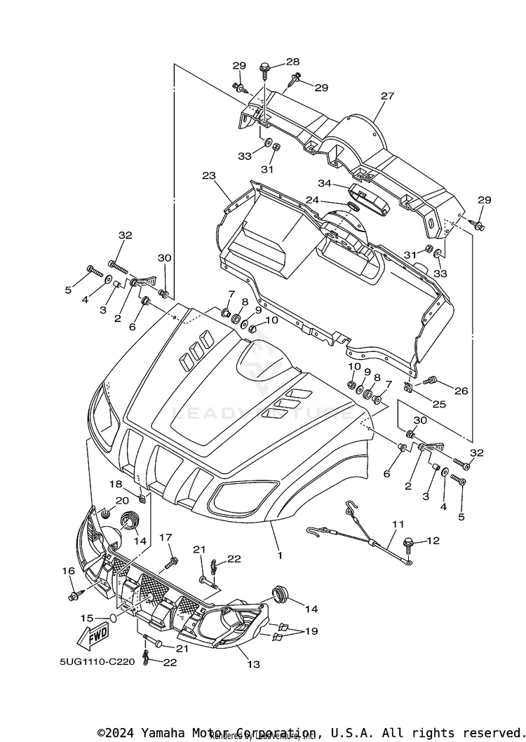 Front Fender RHINO 660 - YXR660FAS - 2004 Schematic