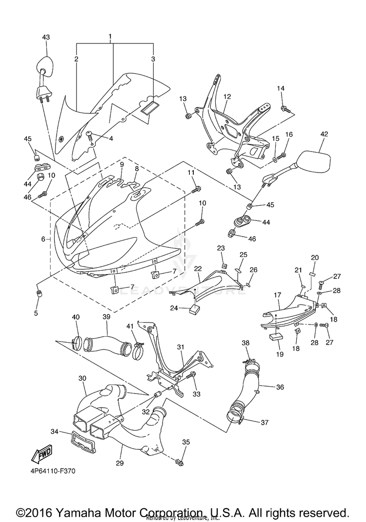 Cowling 1 YZF-R6S - YZFR6SXCB - 2008 Schematic
