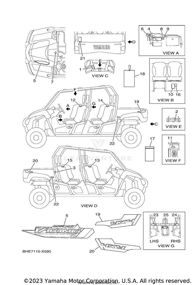 Emblem & Label 1 VIKING VI EPS HUNTIN - YXC70VPHNH - 2022 Schematic