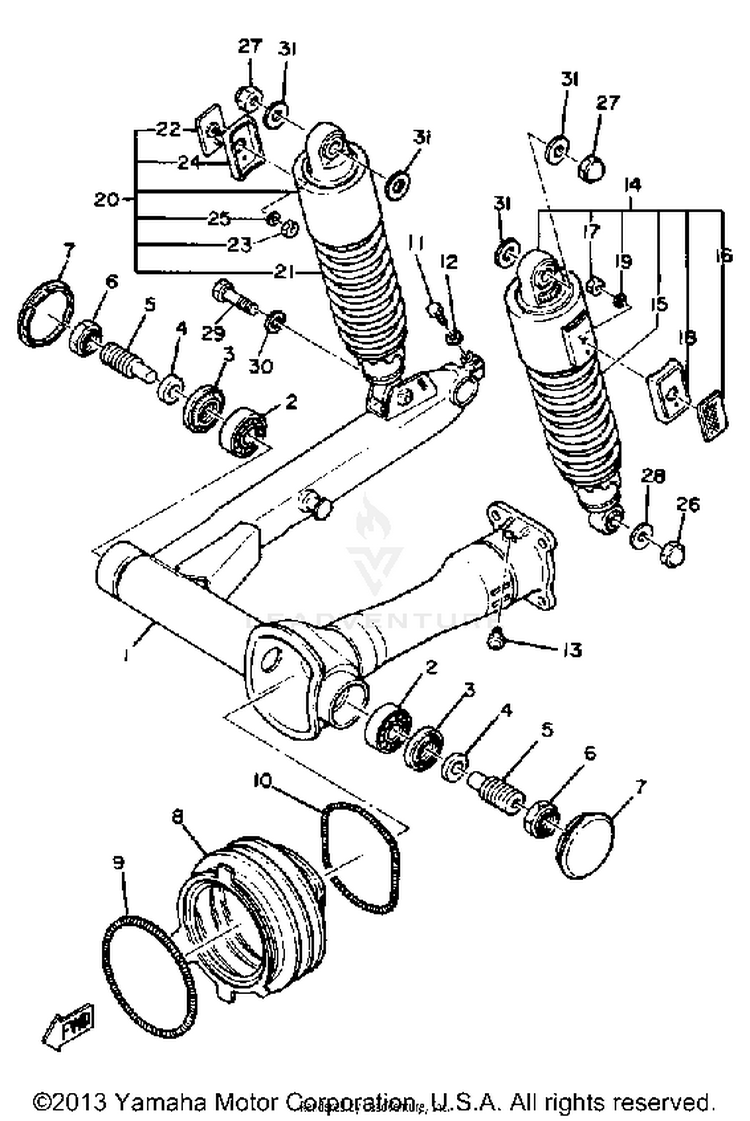 Rear Arm Suspension XS1100LG - 1980 Schematic