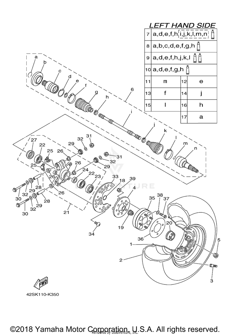 Rear Wheel 700 HUNTER 1RBJ - YXR7FHD - 2013 Schematic