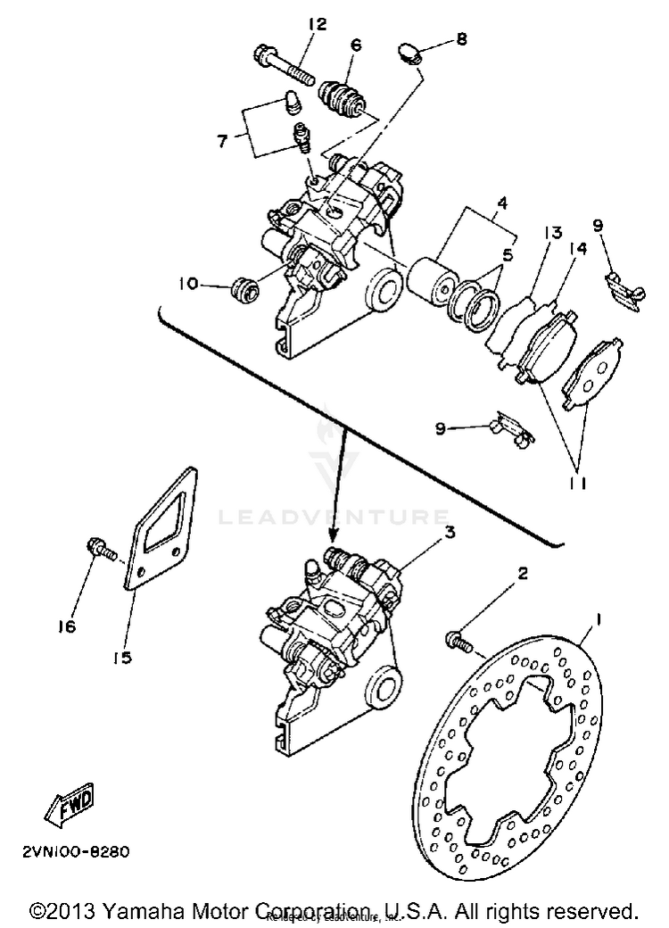 Rear Brake Caliper Schematic